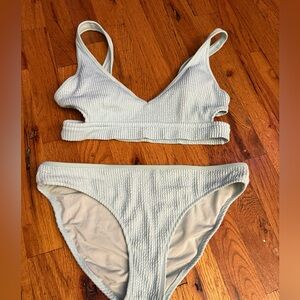 Aerie Sky Blue Textured Bikini Set